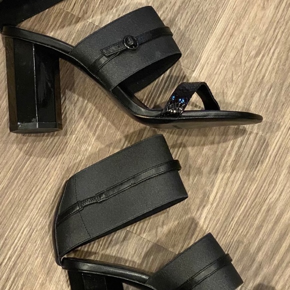 NWOB Donald Pliner Edie Office Siren Open Toe Black Italian Leather Heels 8.5 - Picture 6 of 16